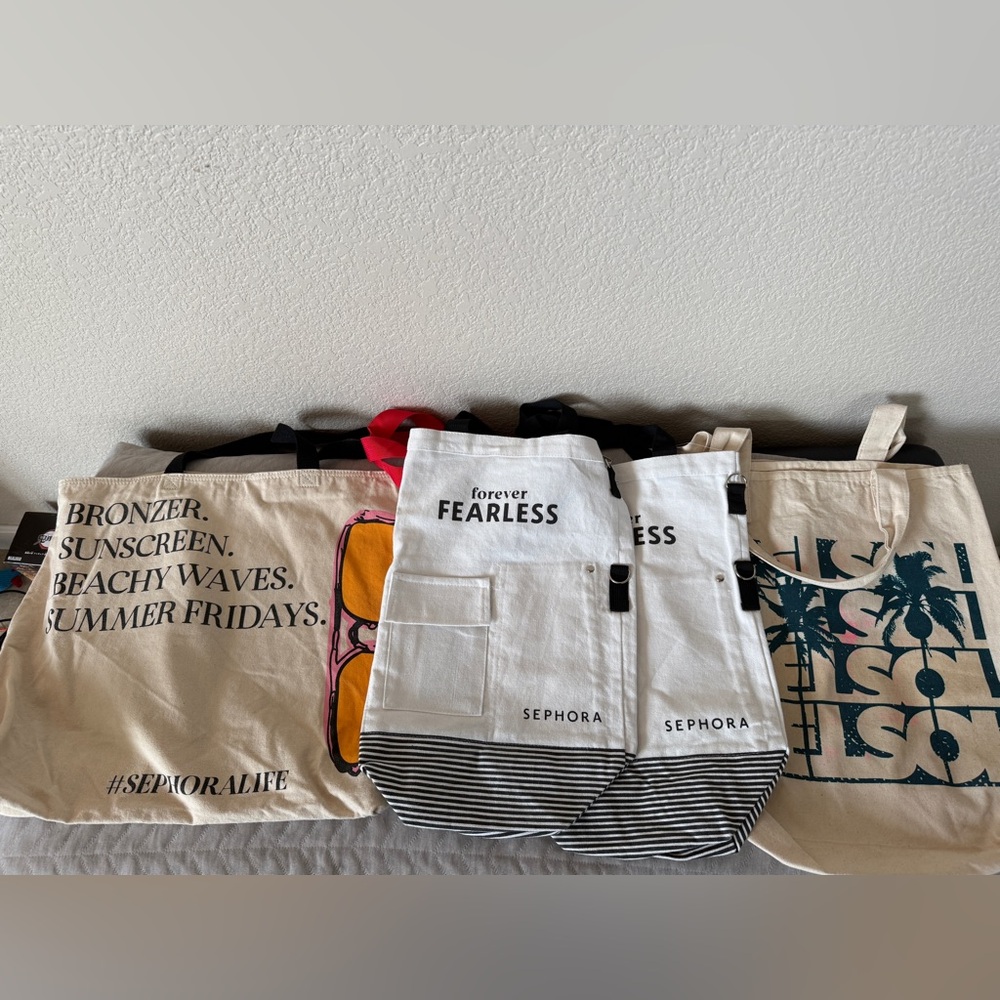 Sephora & Del Sol Canvas Tote Bundle (4 Bags)